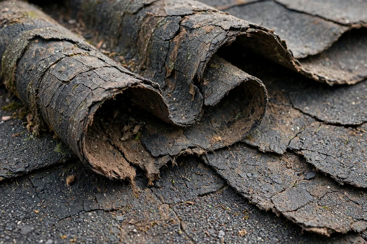 Side-by-side comparison of repairable localized shingle damage versus widespread worn roofing on a Wilmington Delaware home